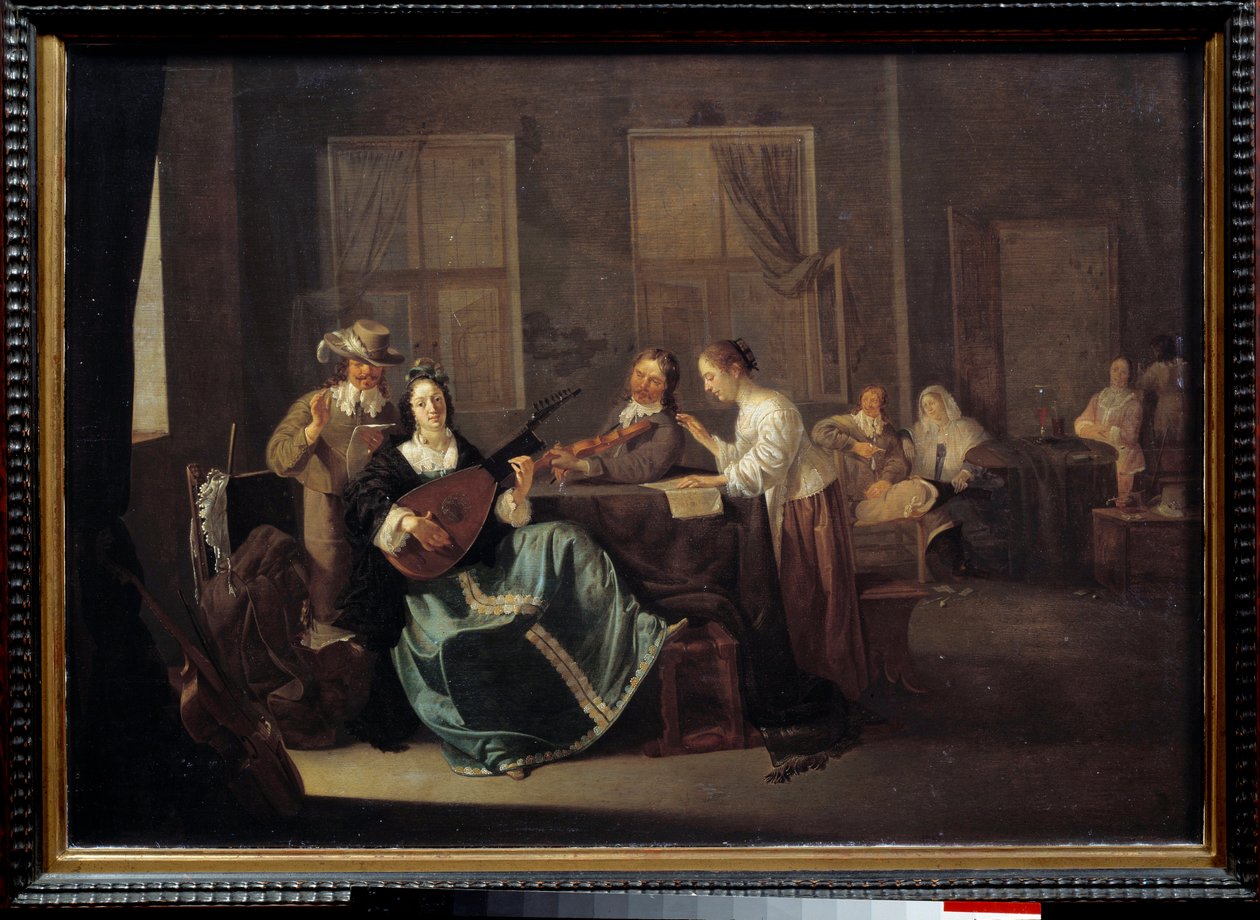 コンサートの様子。ヤコブ・ダック（1600 - 1660）の絵画 Ec.Flam. 作： ジェイコブダック