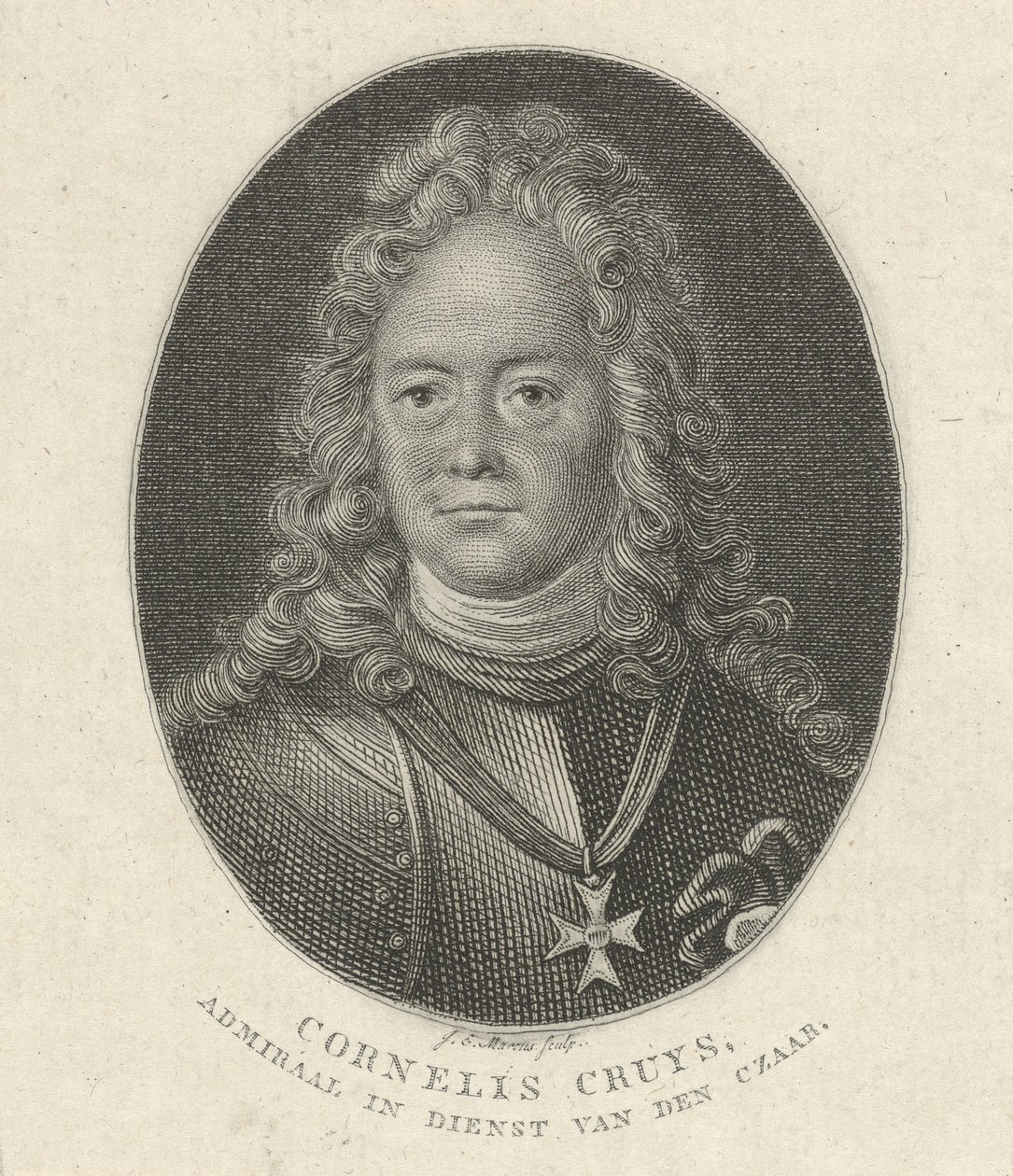 Cornelius Cruys 1655-1727 の肖像、ロシア帝国海軍中将、1818 年 作： ジェイコブ・エルンスト・マーカス