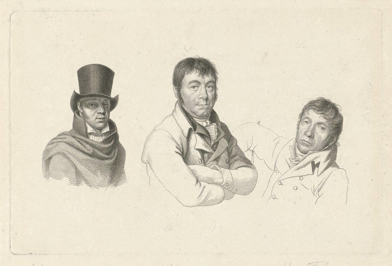 Jan Kamphuysen、Dirk Versteegh、Hendrik de Flines の肖像 作： ジェイコブ・エルンスト・マーカス