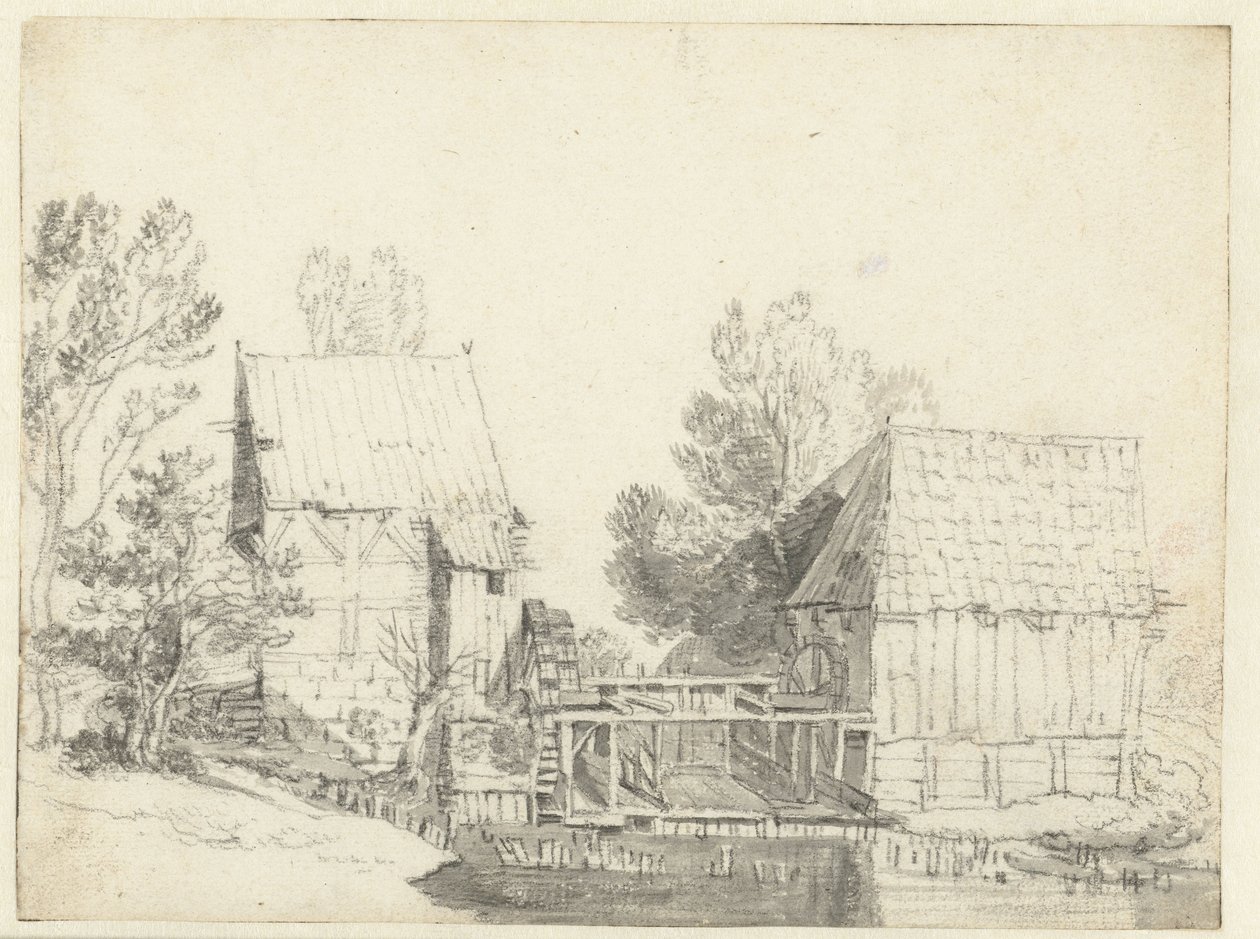 2 つの水車小屋の眺め 作： Jacob Isaacksz van Ruisdael（学校）