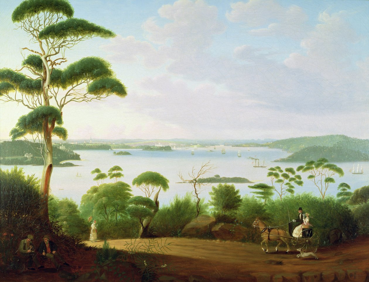 シドニー港をシドニーに向けて、1848年 作： ジェイコブ・ヤンセン