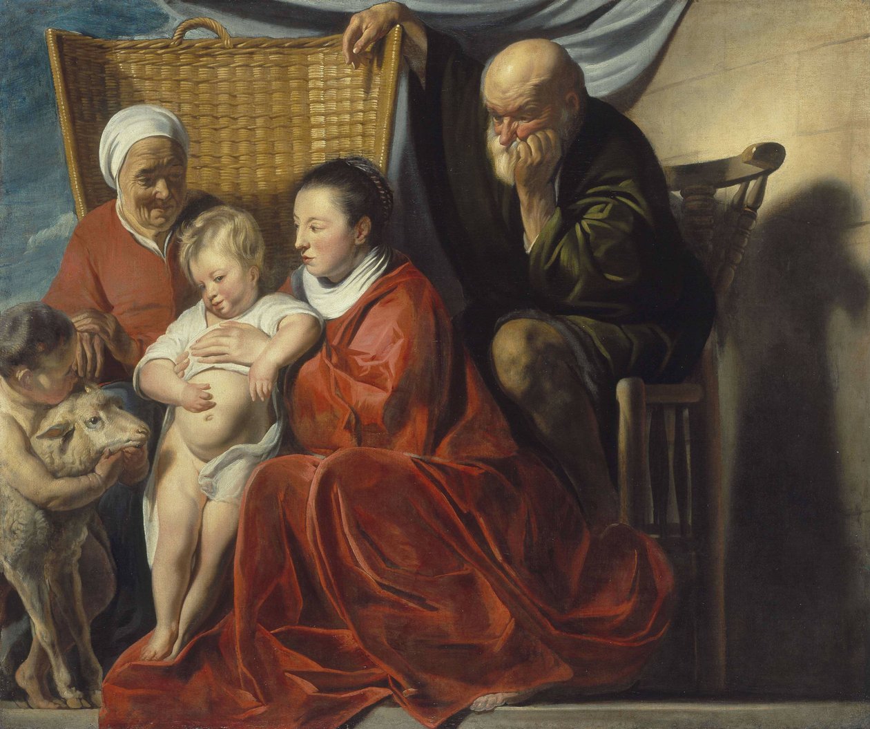 聖家族とアンナ、そして少年ヨハネ 作： ジェイコブ・ヨルダーンス