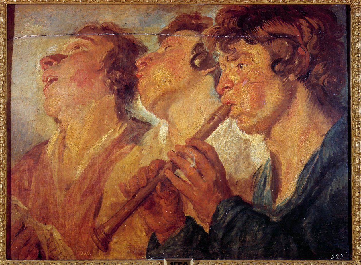 3人の旅の音楽家 ヤコブ・ヨルダーンス（1593-1678）の絵（ec.flam.） 17世紀 マドリッド、プラド美術館 作： ジェイコブ・ヨルダーンス