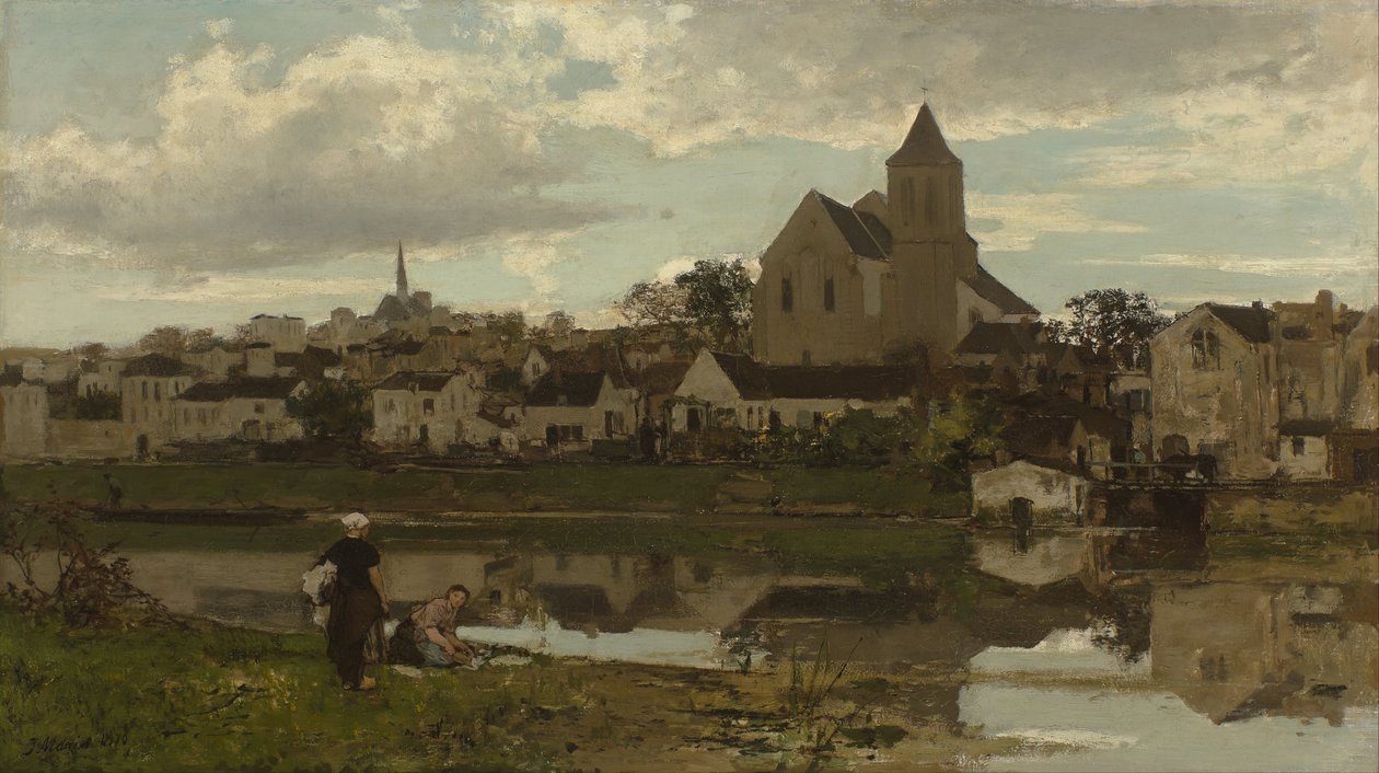 オランダ語：Gezicht op Montigny-sur-Loing モンティニー・シュル・ロインの眺め 作： ヤコブ・マリス