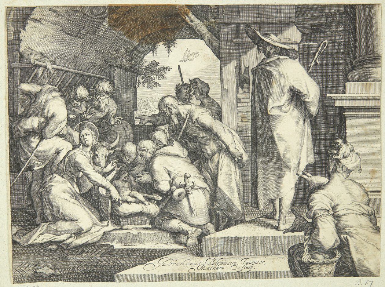 Die Anbetung der Hirten von Jacob Matham: Kunstdruck