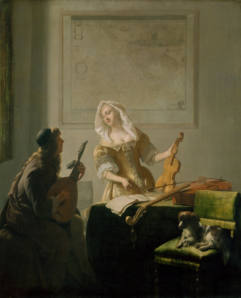 音楽の授業、1671年。 作： ジェイコブ・ルーカス・オクターベルト
