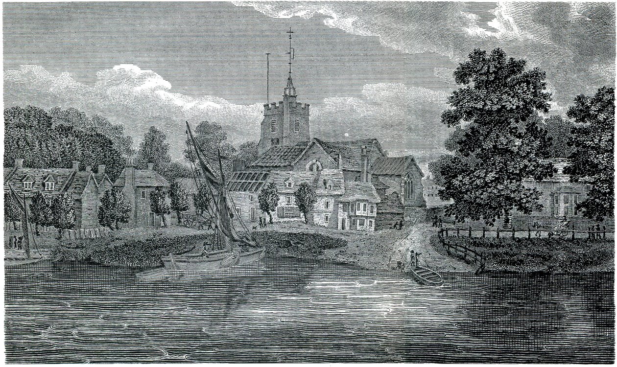 St Nicholas Church Chiswick（チズウィック教会）1807年 Schnebbelieによるエングレーヴィング 作： ジェイコブ・シュネブベリ
