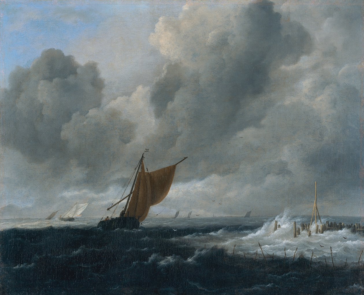 オランダ語：帆船と嵐の海 帆船と嵐の海