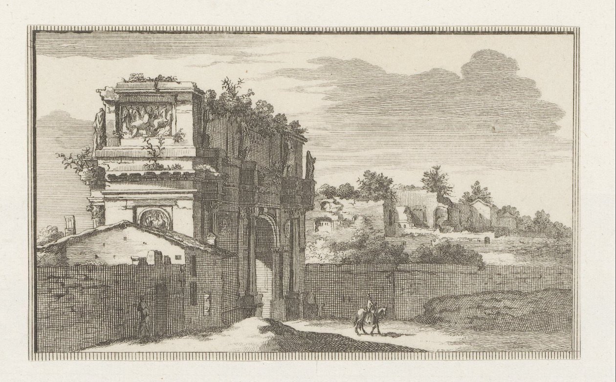 ローマのコンスタンティヌスの凱旋門 ローマの景色 (シリーズ タイトル) La Galerie agreable du mond (...) divisée en LXVI tomes...Cette partie comprend le Rome moderne (シリーズタイトル) Magesyn der Italian Buildings (シリーズタイトル) 作： ジェームズバプテスト