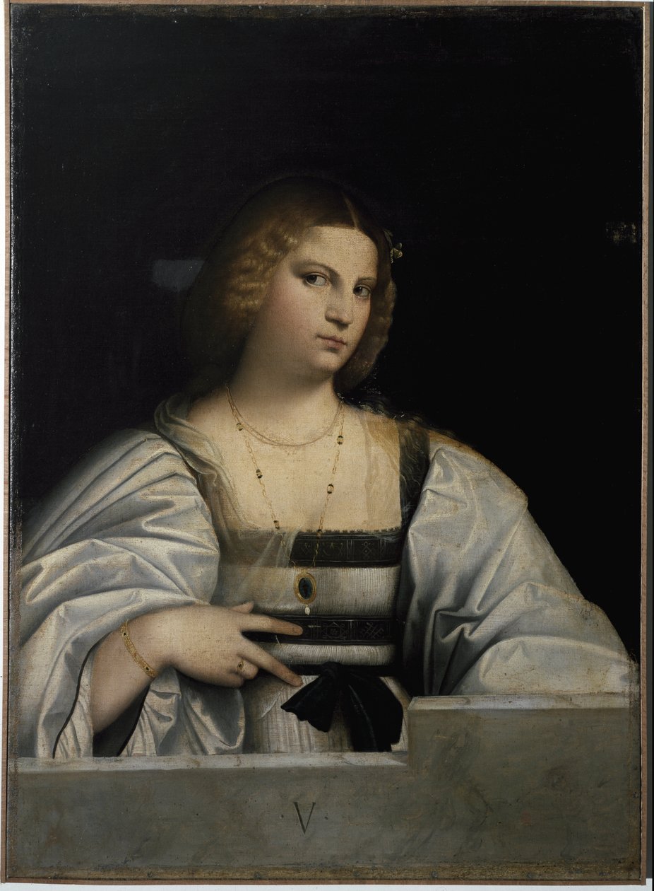 女性の肖像、処女性のアレゴリー。(絵画 作： ジャコポ（c.1480-1528）パルマ