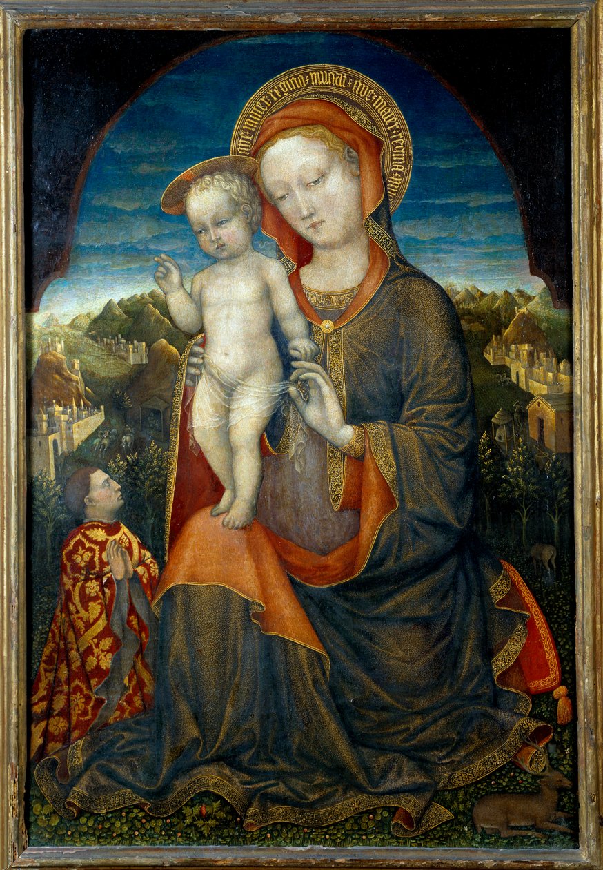 【希少】イタリア製 陶器レリーフ 額入り 祈る子ども 謙遜の聖母と子供の慕情」 リオネロ・デステ（Leonello d'Este