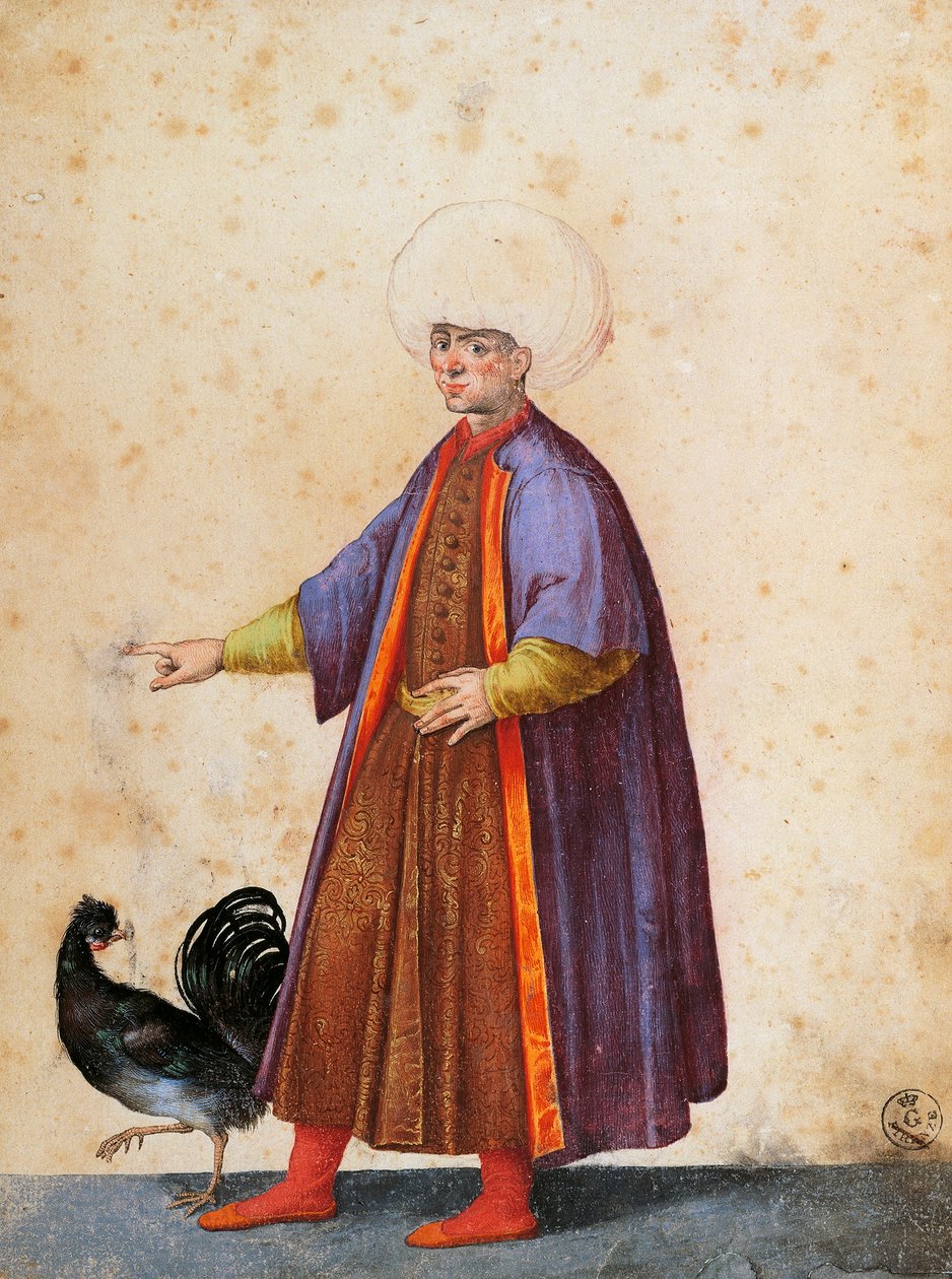 ターバンを巻いたトルコ人男性、ヤコポ・リゴッツィ（1547-1627）の絵 作： ヤコポ・リゴッツィ