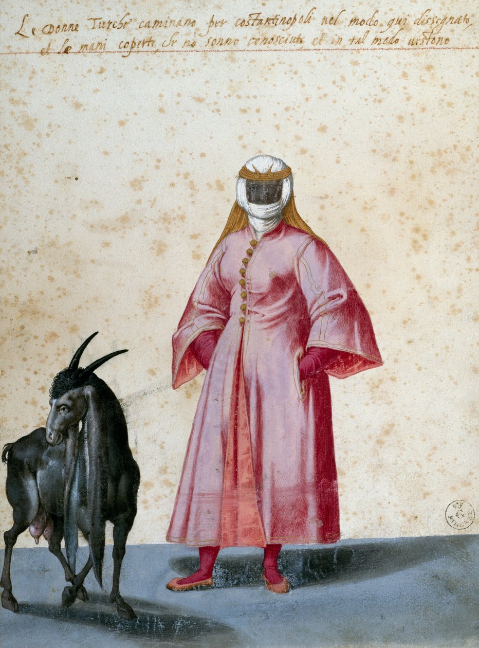 ヤギを連れたトルコ人女性、ヤコポ・リゴッツィ（1547-1627）の絵 作： ヤコポ・リゴッツィ