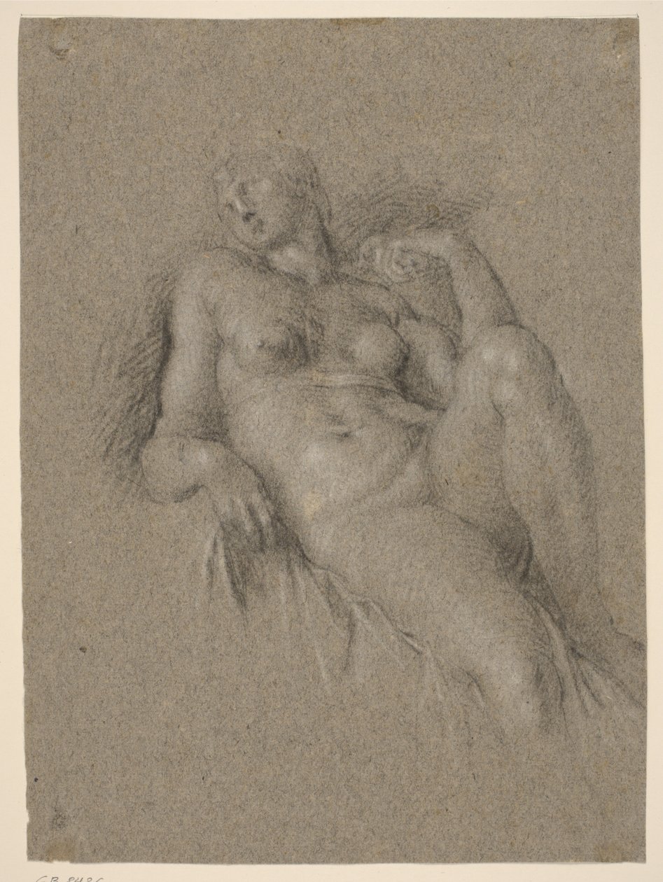 フィレンツェ、サン ロレンツォのサグレスティア ヌオーヴァにあるロレンツォ デ メディチの墓から、ミケランジェロの「オーロラ」のコピー 作： ヤコポ・パルマ