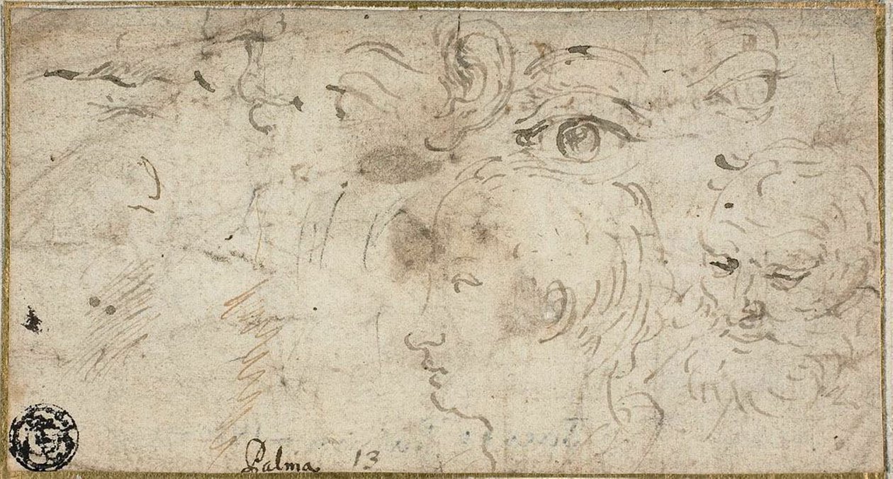 頭、目、耳、口のスケッチ 作： Jacopo Palma il Giovane