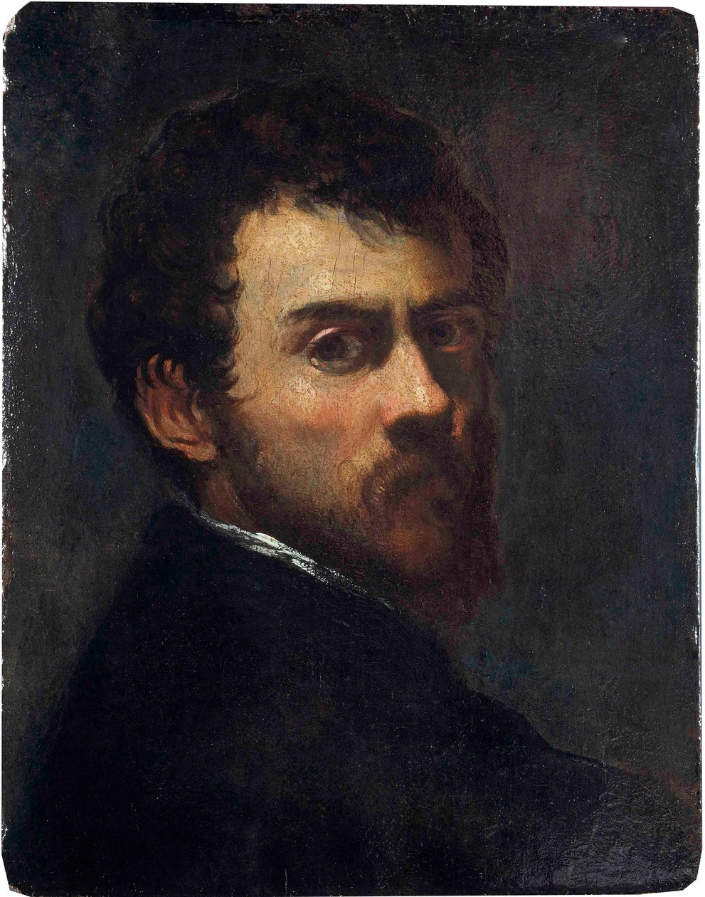 「青年の自画像 ヤコポ・ティントレット（1518-1594）の絵画 - 1548年 - 木に油彩 Dim 45,7x36,8 cm ヴィクトリア・アンド・アルバート美術館 作： ヤコポロブスティティントレット