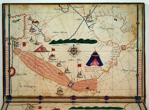 Ms Ital 550.0.3.15 fol.5v Carte Geograficheの紅海の地図 作： ジャコポ・ルッソ