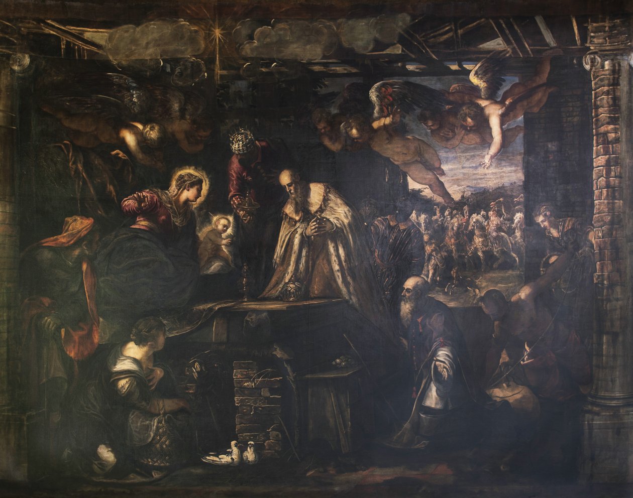 賢者の礼拝、1582年。 作： ヤコポ・ティントレット