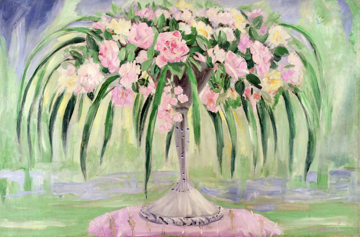 アールヌーボーの花瓶のバラ（油彩・キャンバス 作： ジャクリーン・マーバル