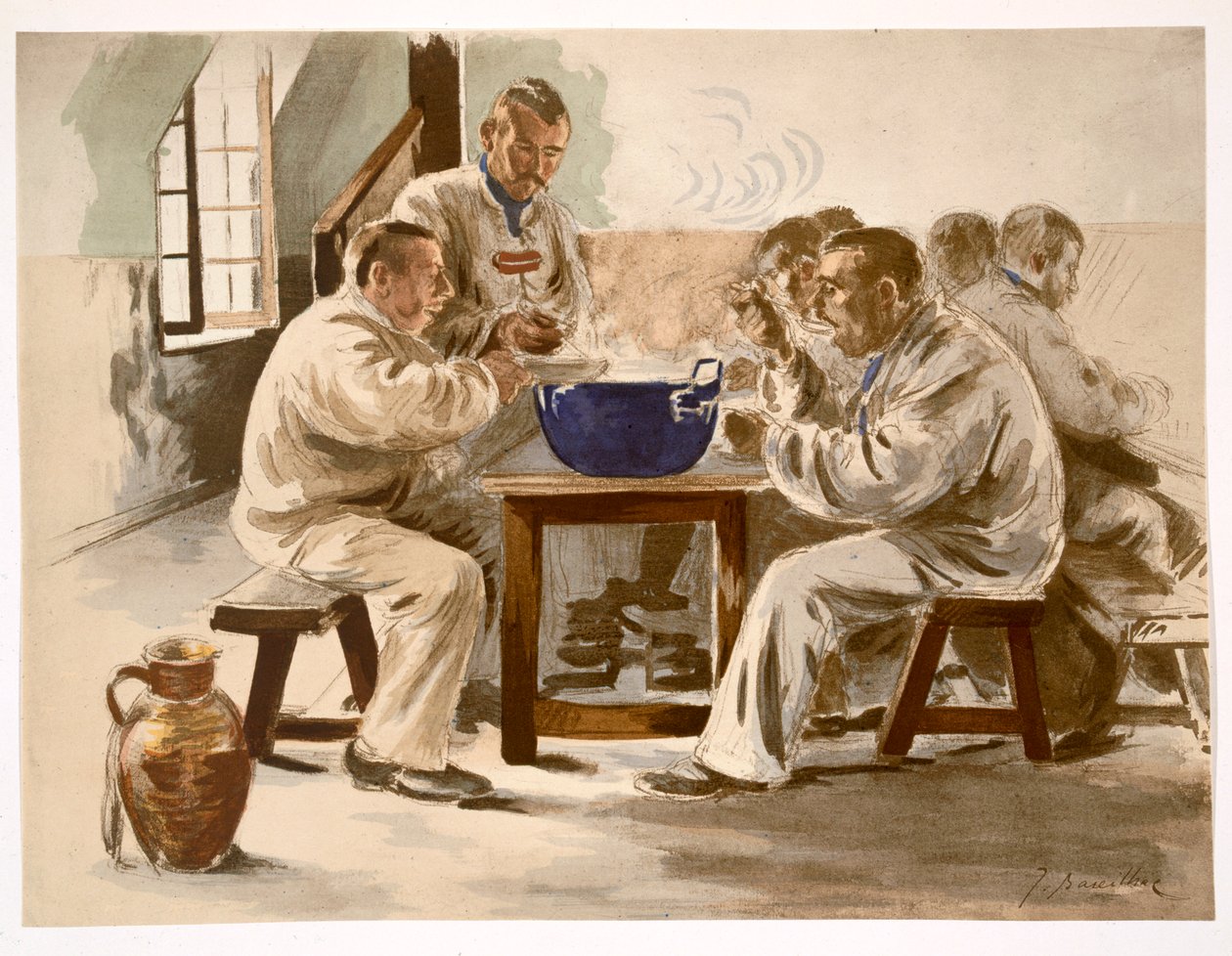 LEstampe Moderneの兵舎でスープを食べると、パリ1897-99が出版されました 作： ジャック・バセリャク