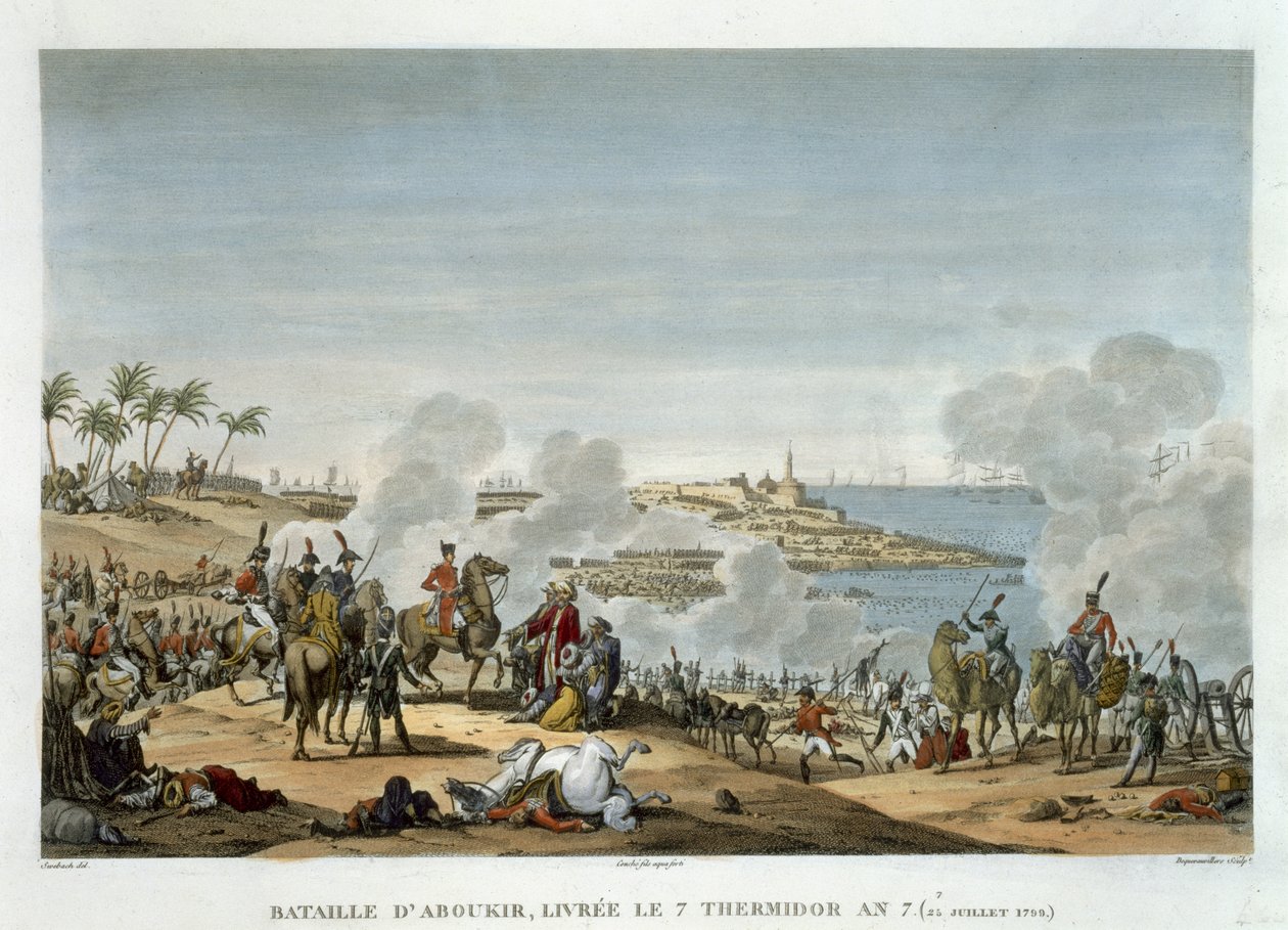 アブキールの戦い、7テルミドール、7年（1799年7月25日）、ルイ・フランソワ・クーシュ（1782-1849）（アクアチント）によって彫刻 作： ジャック・フランソワ・ジョセフ・スウェバッハ