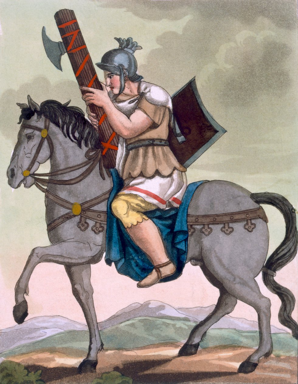 ラブルースによって刻まれた、騎兵隊の軍人、正面帯の持ち主、「L&39;Antique Rome」のイラスト、1796年に出版 作： ジャック・グラッセ・ド・サンソヴール