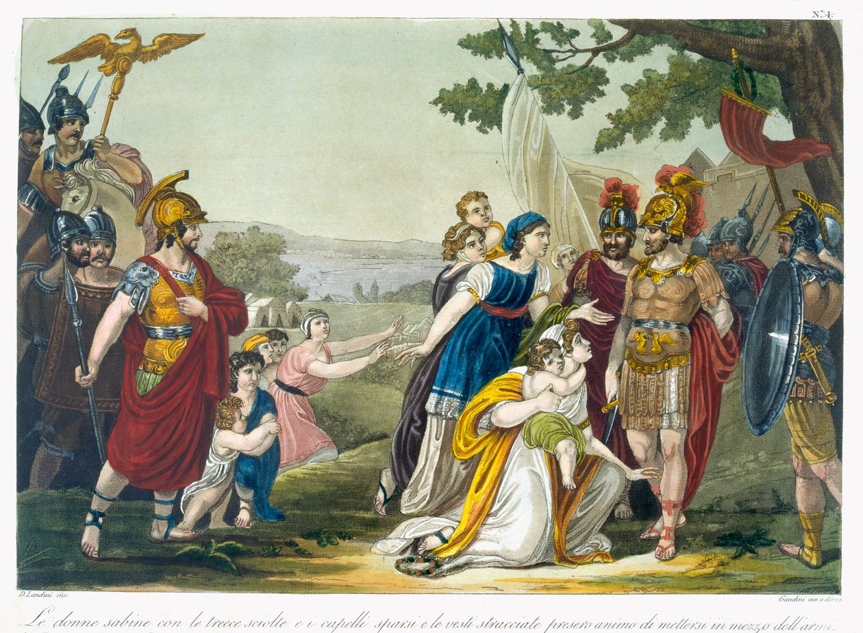 ラブラスによって刻まれた「L&39;Antique Rome」のイラスト、サビーヌの女性たち、1796年に出版 作： ジャック・グラッセ・ド・サンソヴール