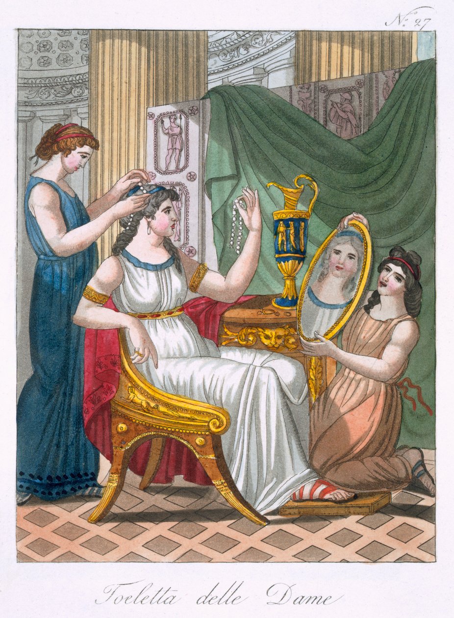 婦人用トイレ、「L&39;Antique Rome」のイラスト、Labrousseによって彫刻、1796年公開 作： ジャック・グラッセ・ド・サンソヴール
