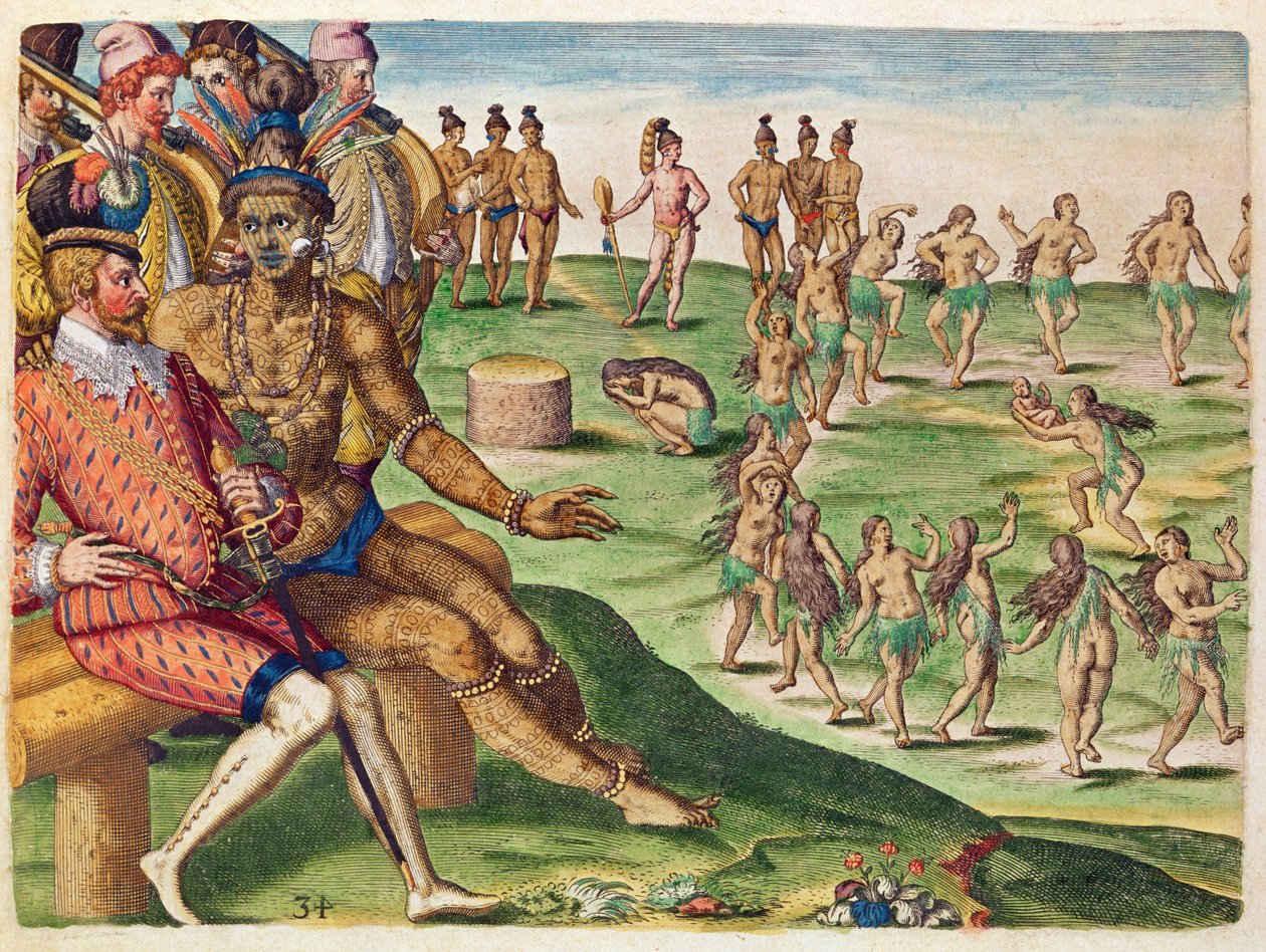 1591年フランクフルトで出版されたセオドア・ド・ブライ（1528-98）によって刻まれた「ブレビス・ナラティオ..」からの最初の息子の犠牲 作： ジャック・ル・モイン