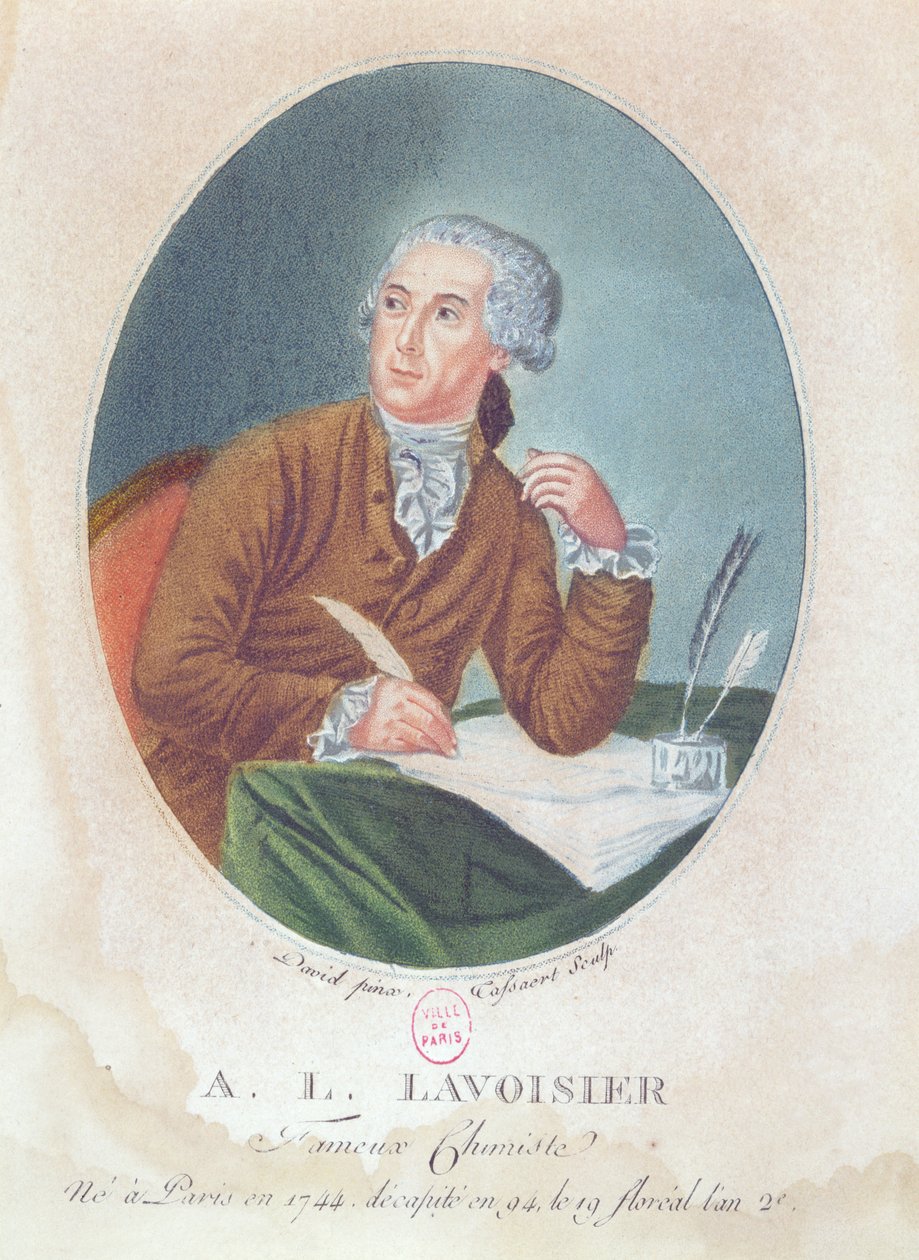 1794年頃、タサールによって彫刻されたアントワーヌローランドゥラヴォイジエ（1743-94） 作： ジャック・ルイス・デビッド