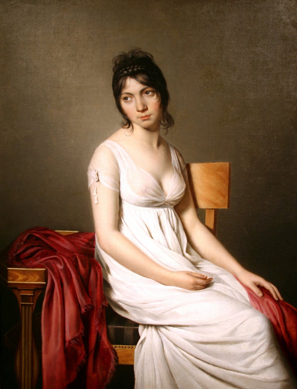 白の若い女性の肖像画 作： ジャック・ルイス・デビッド