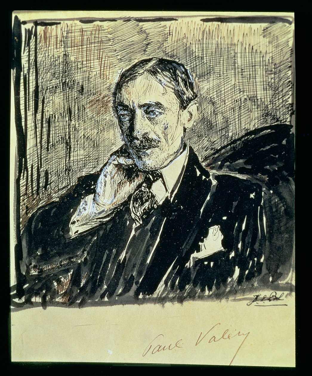 フランスの作家ポール・アンブロワーズ・ヴァレリー（1871-1945）の肖像（紙にインク） 作： ジャック・エミール・ブランシュ
