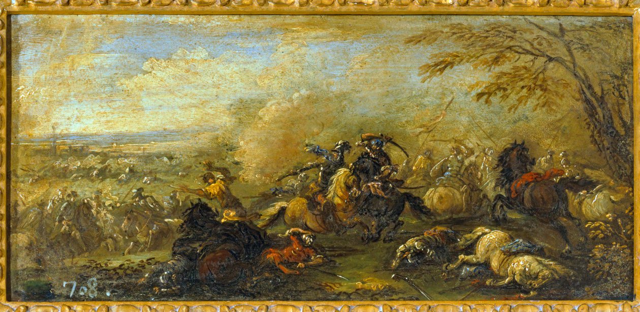 キリスト教徒とイスラム教徒の戦い...（油彩・キャンバス） 作： ジャック（1621-76）クルトワ