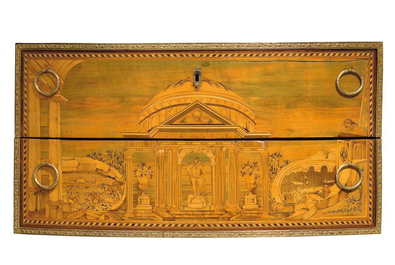ルイ16世の箪笥の詳細、c.1770-75 作： ジャック・バークル