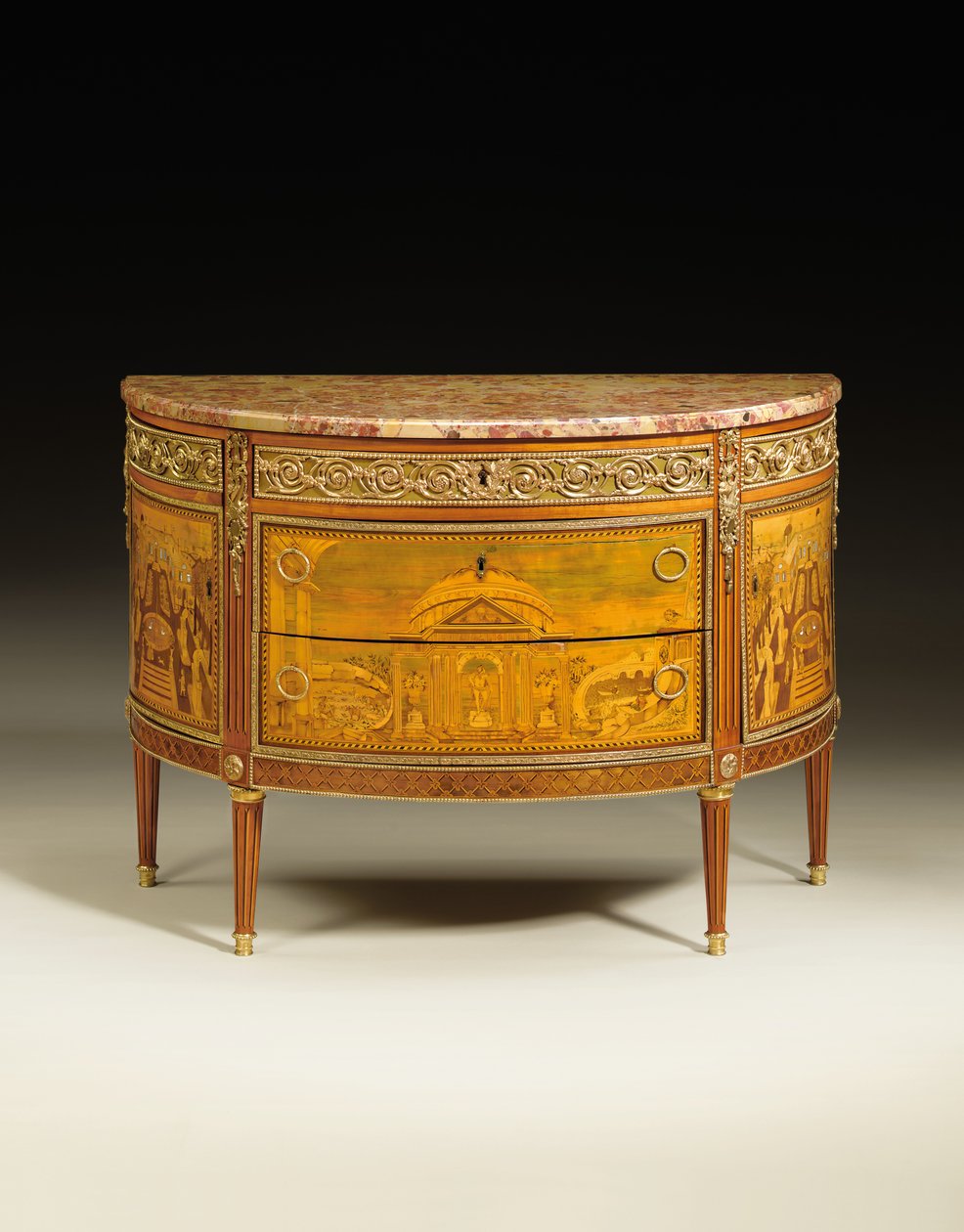 ルイ16世の箪笥、c.1770-75（オルモルに取り付けられたチューリップウッド、フルーツウッド、シカモア、アマランサス、マザーオブパール）（714754-55も参照） 作： ジャック・バークル