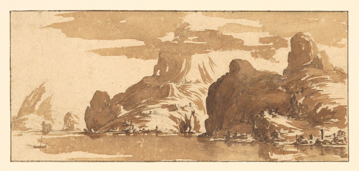 Blick auf Berge über einen See 作： ジャック・カロ