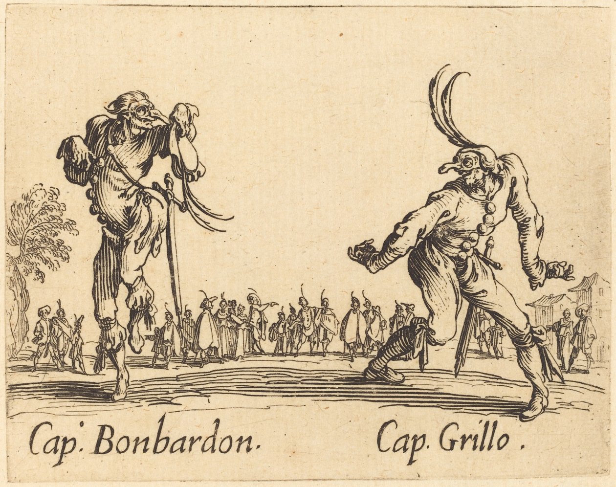 キャップ。 ボンバルドンとキャップ。 グリロ、c。 1622年。 作： ジャック・カロ