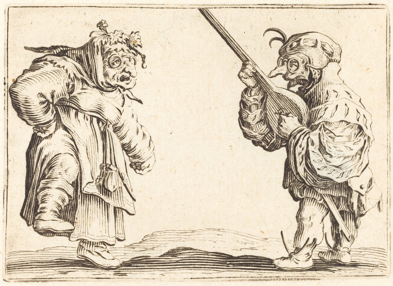 リュートを持つダンサー、c。 1622年。 作： ジャック・カロ