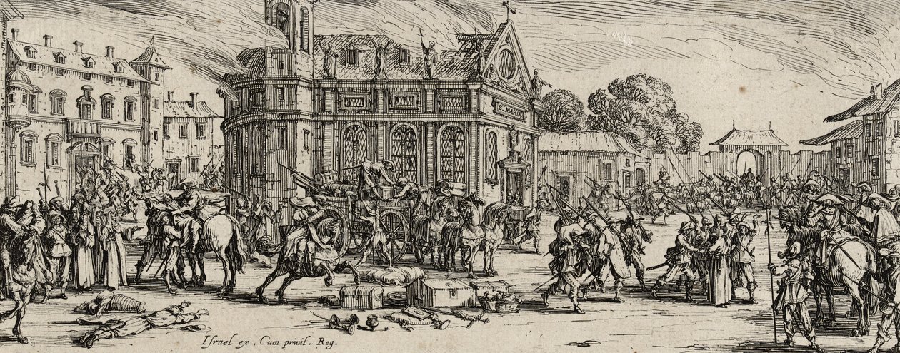 修道院の破壊、1633年（敷設紙にエッチング） 作： ジャック・カロ