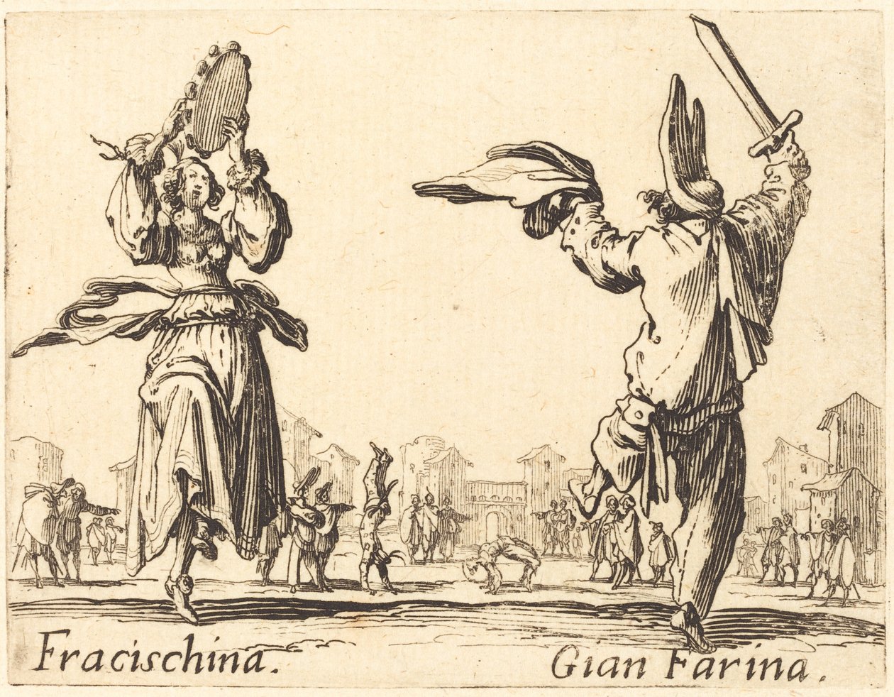 Fracischina と Gian Farina 作： ジャック・カロ