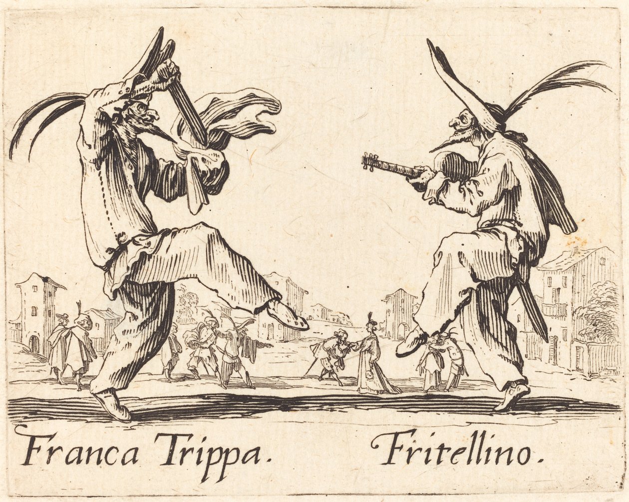 フランカ・トリッパとフリテリーノ、c。 1622年。 作： ジャック・カロ