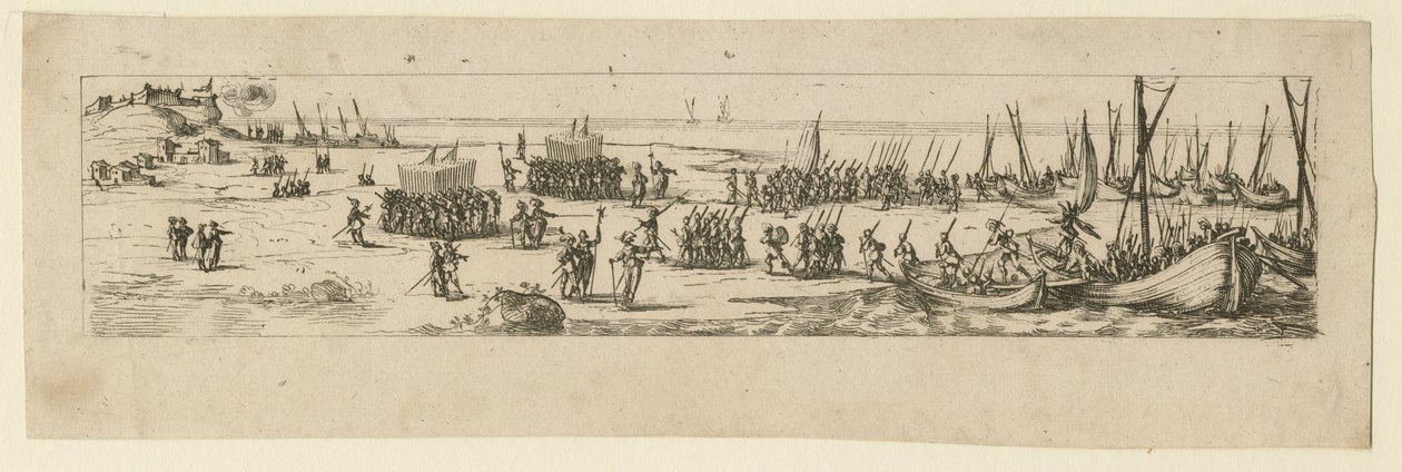 ラロッシェルの包囲戦での兵士の上陸、1630年 作： ジャック・カロ