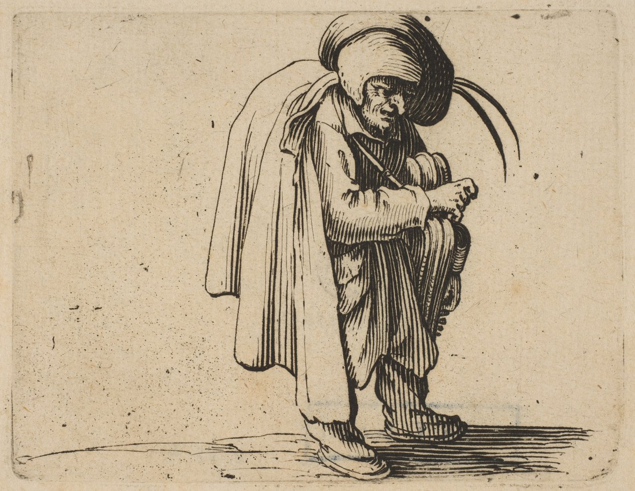 Le Jouer de Vielle The Hurdy-Gurdy Player, from Varie Figure Gobbi, suite called aus..., 1616-22. 作： ジャック・カロ