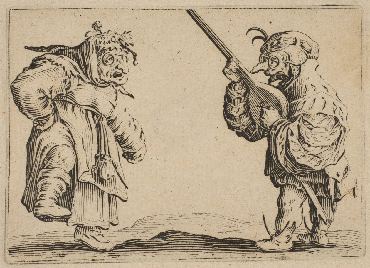 Les Danseurs au Luth The Dancers with a Lute, from Les Caprices Series B, The Nancy Set, 1617-20. 作： ジャック・カロ