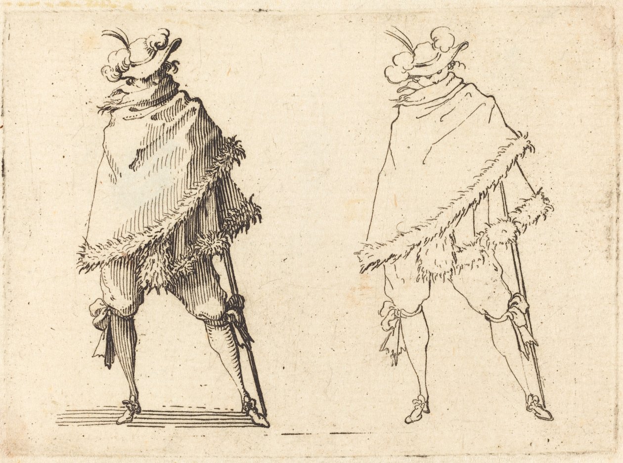 彼のマントに包まれた男、c。 1617年。 作： ジャック・カロ