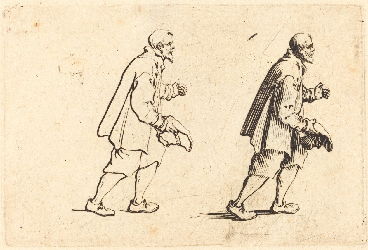 手に帽子を持つ農民、c。 1622年。 作： ジャック・カロ