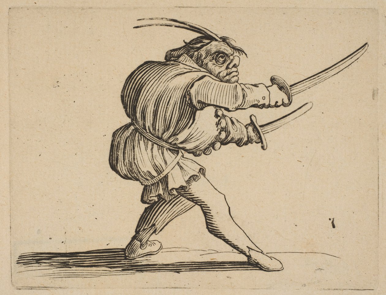 Duelliste aux Deux Sabres The Varie with Two Sabres、from Varie Figure Gobbi、s ...、1616-22。 作： ジャック・カロ