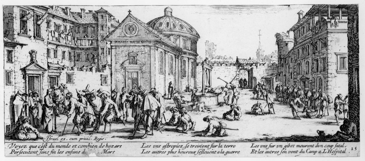 イスラエル、アンリエット（c.1590-1661）1633によって刻まれた病院、The Miseries and Misfortunes of Warのプレート15 作： ジャック・カロ