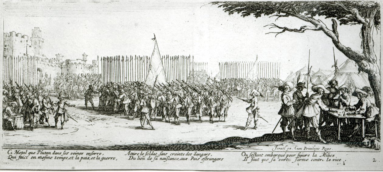 イスラエルのアンリエット（c.1590-1661）1633によって刻まれた、軍の復活、「戦争の不幸と不幸」のプレート2 作： ジャック・カロ
