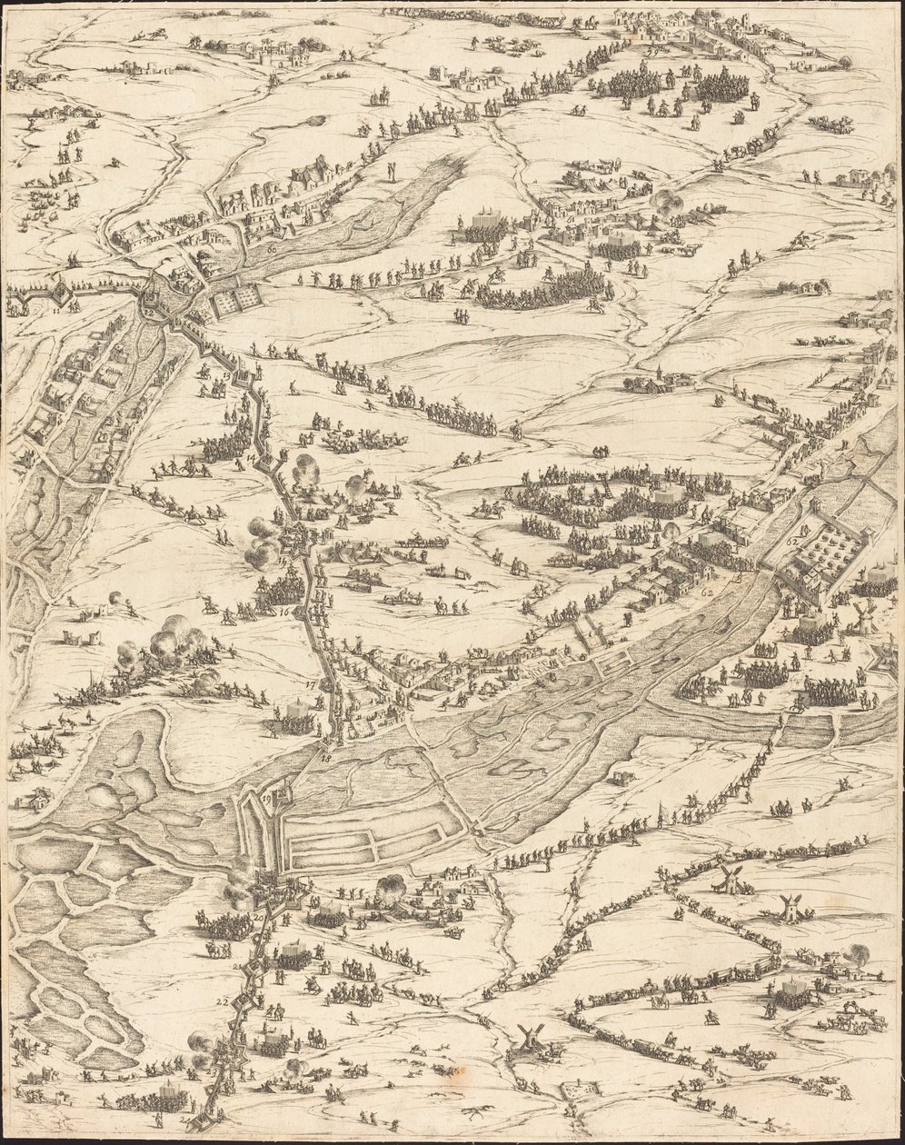 The Siege of La Rochelle [プレート 7/16、セットは 1952.8.97-112 で構成]、16281631. 作： ジャック・カロ